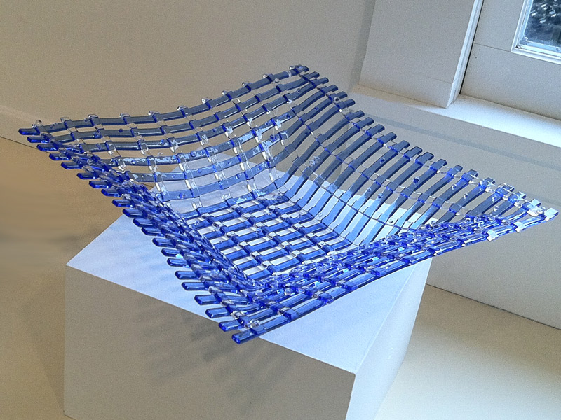 Blue lattice glass bowl by Kathy Corigliano