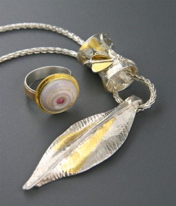 Jewelry made with the Keum-boo technique at Brookfield Craft Center